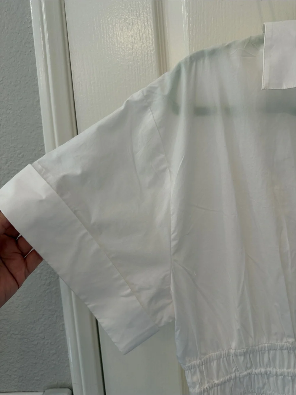 J. Crew White Short-Sleeve Drawstring Cotton Shirt Mini Dress